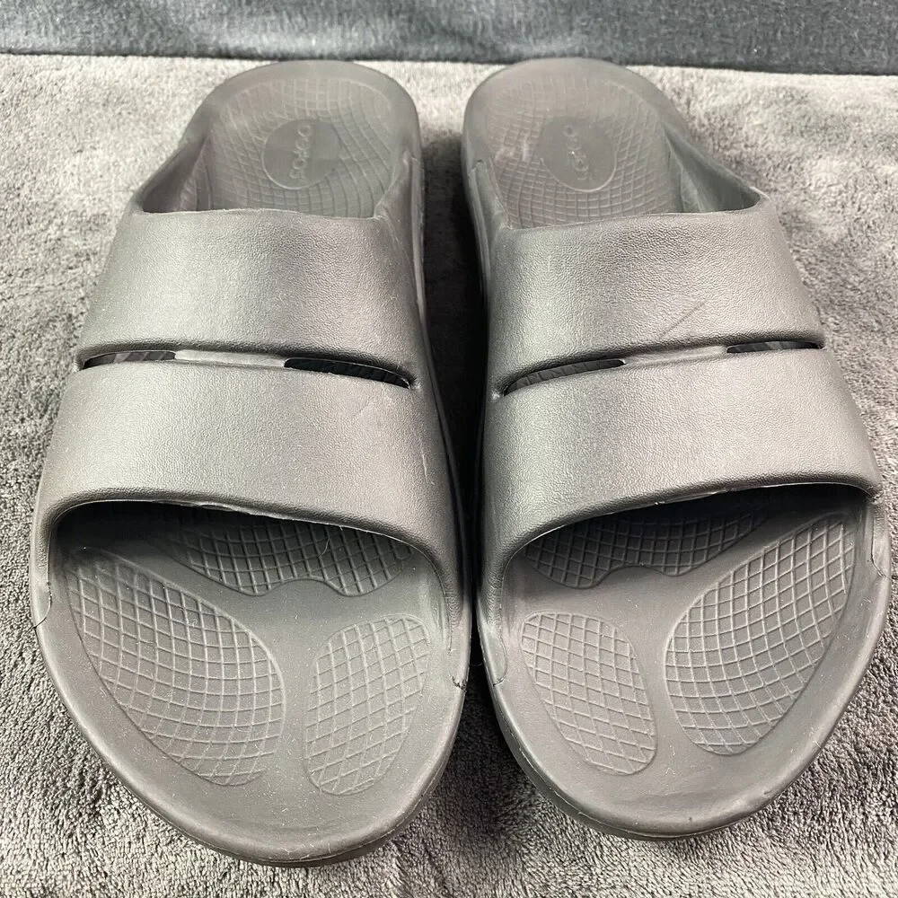 OOFOS OOahh Recovery Slides Black Sport Comfort Sandals Men's 12 Women's 14